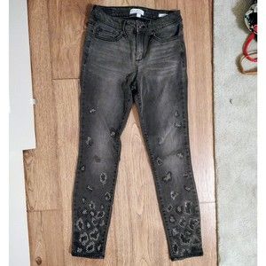 Sofia Vergara Skinny Ankle Rhinestone Black Jeans SZ 2